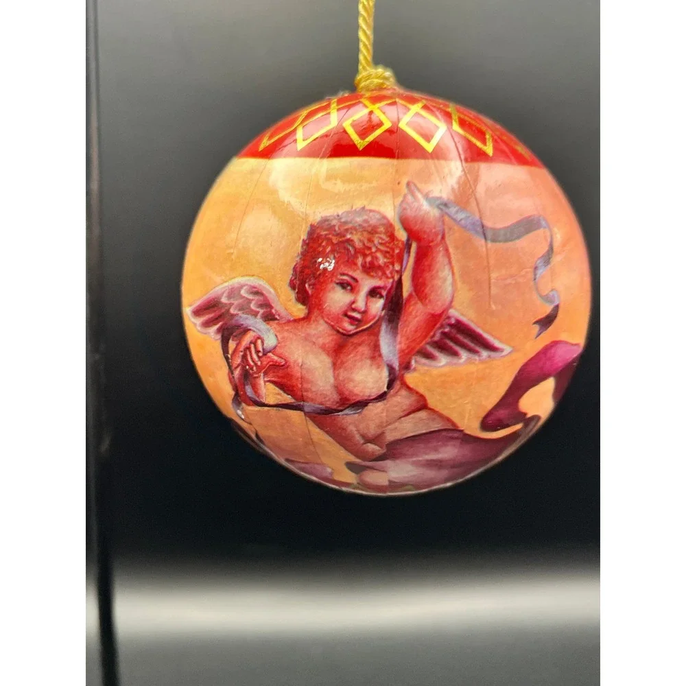 Set of 11‎ Angel Christmas Ornaments Paper Mache Cherub Round Decorative Balls